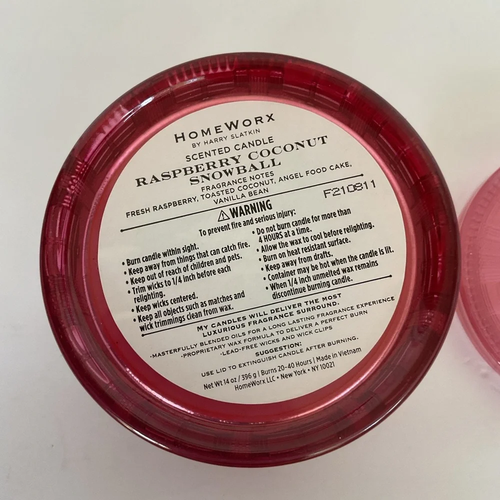Home Worx by Harry SLATKIN Raspberry Coconut Snowball Three Wick Candle NWT